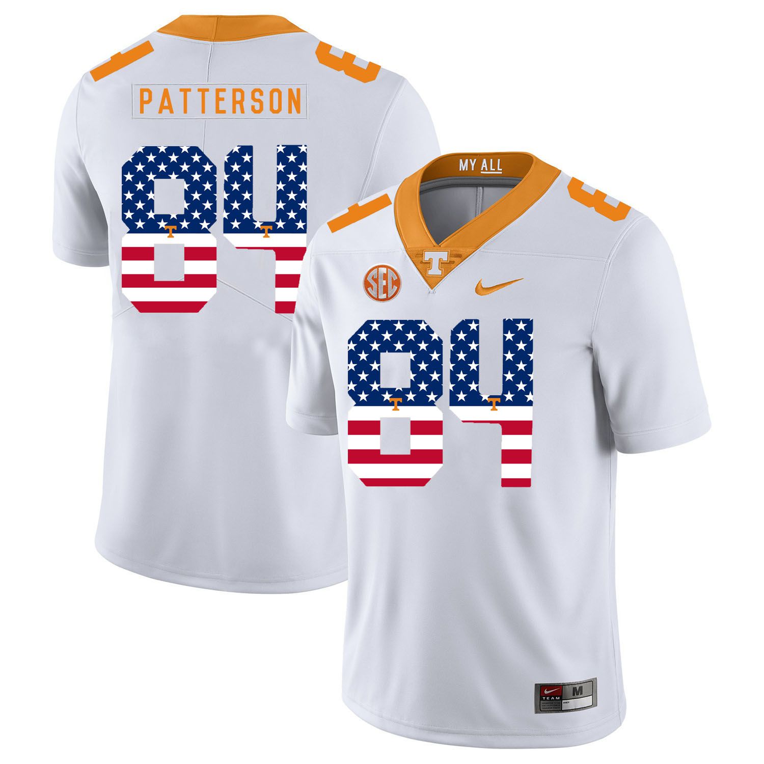 Men Tennessee Volunteers 84 Patterson White Flag Customized NCAA Jerseys